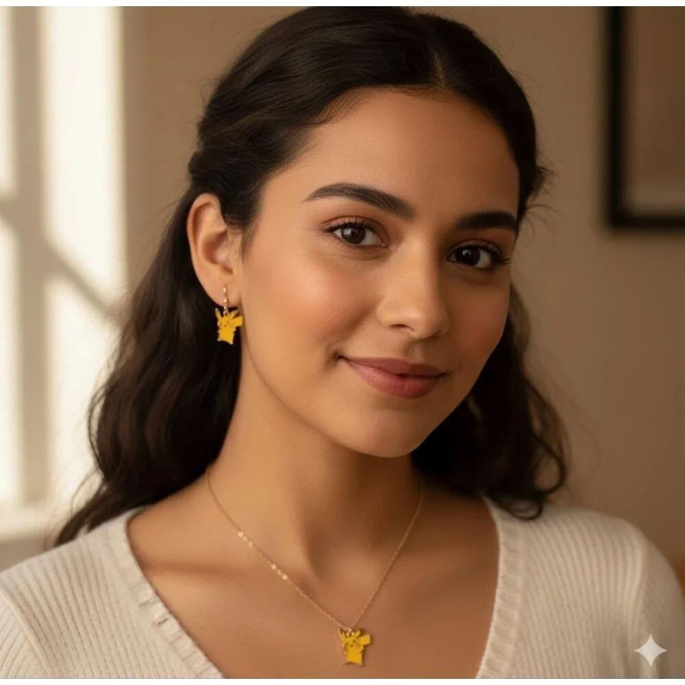 Fashion Jewelry Girls NIP 3pc Pokemon Inspired Pikachu Earrings & Necklace Set